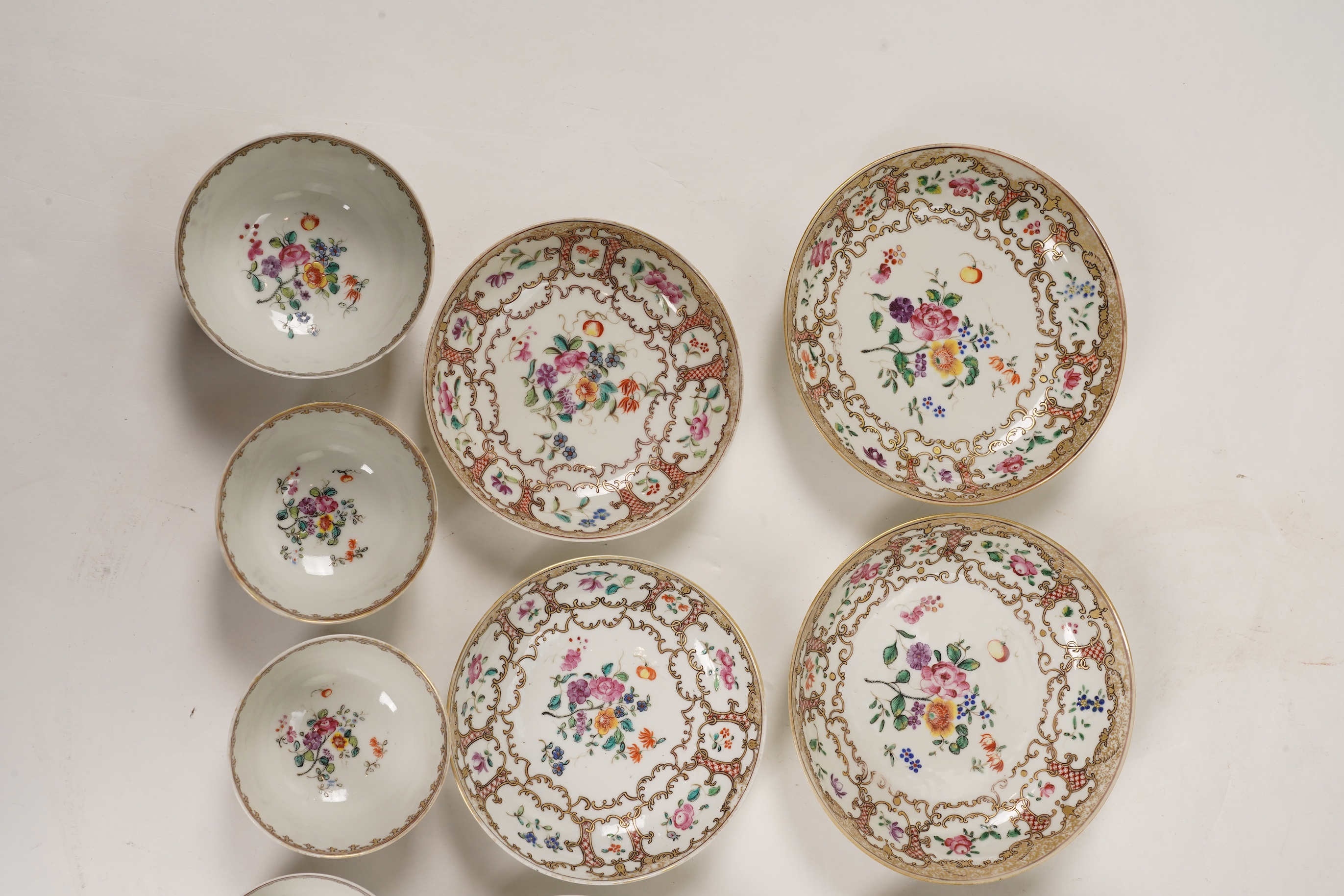 A Chinese famille rose part tea set, Qianlong period